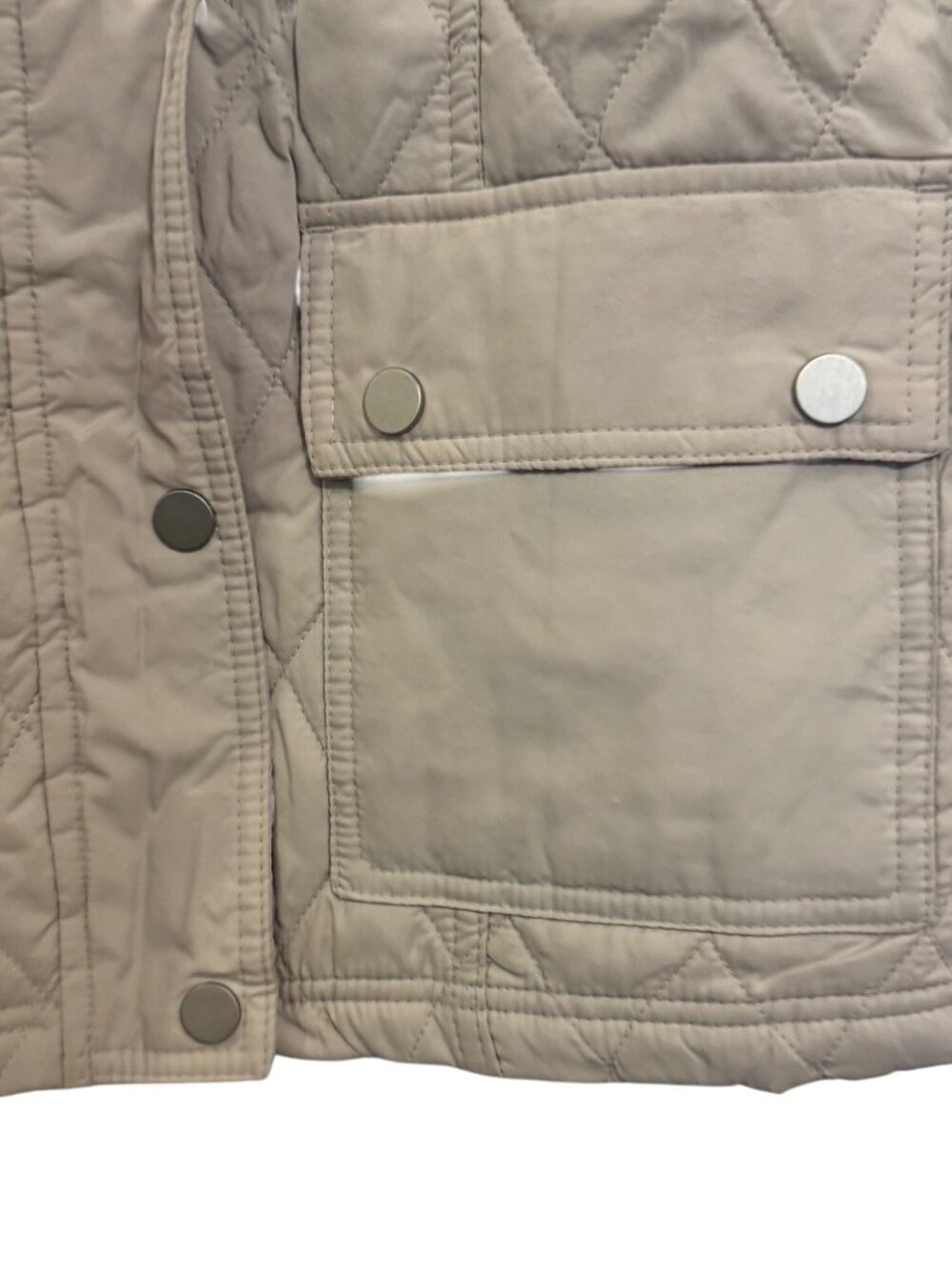 Quilted Beige Jacket With Snap Pockets & Funnel Neck A New Day M - Picture 5 of 7